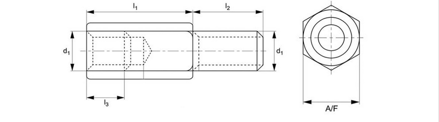 Brass Male-Female Standoffs drwaing