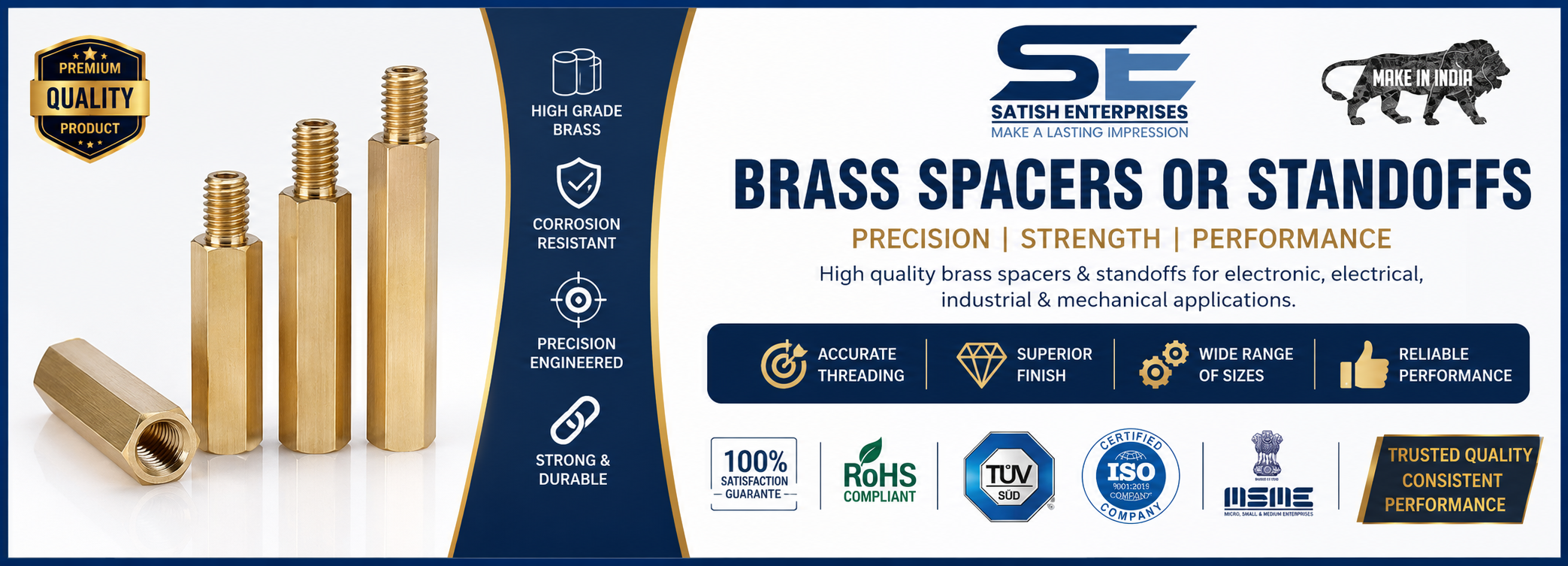 Brass Spacers or Standoffs - Satish Enterprise Brass Spacers or Standoffs
