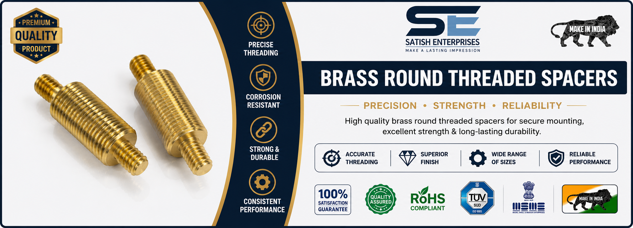Brass Round Threaded Spacers - Satish Enterprise Brass Round Threaded Spacers