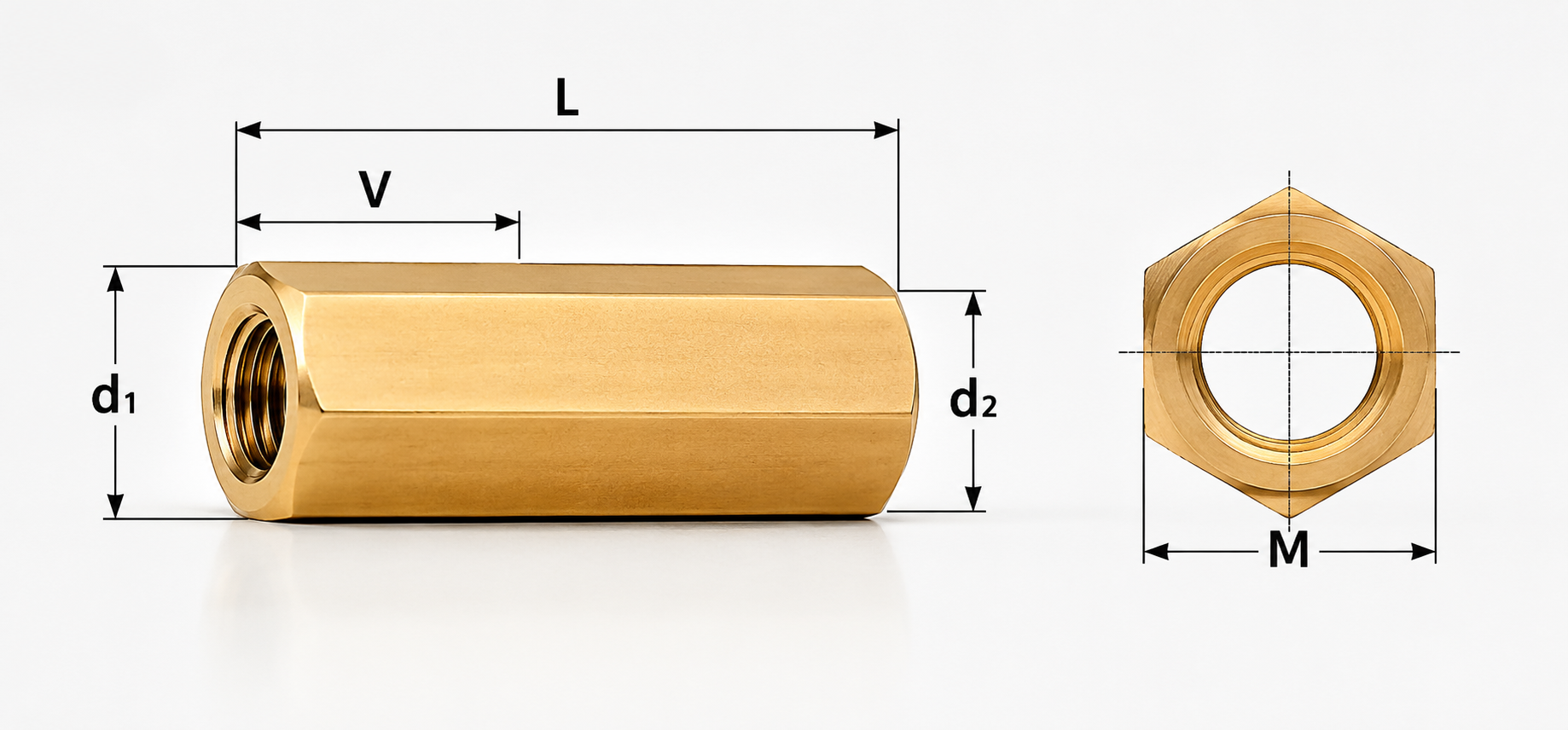 Brass Male-Female Standoffs drwaing