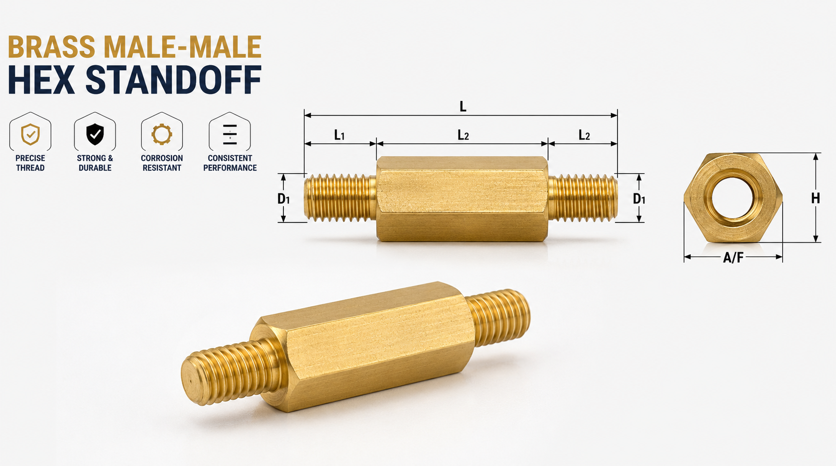 brass male-male standoffs drawing - Satish Enterprise brass male-male standoffs drawing